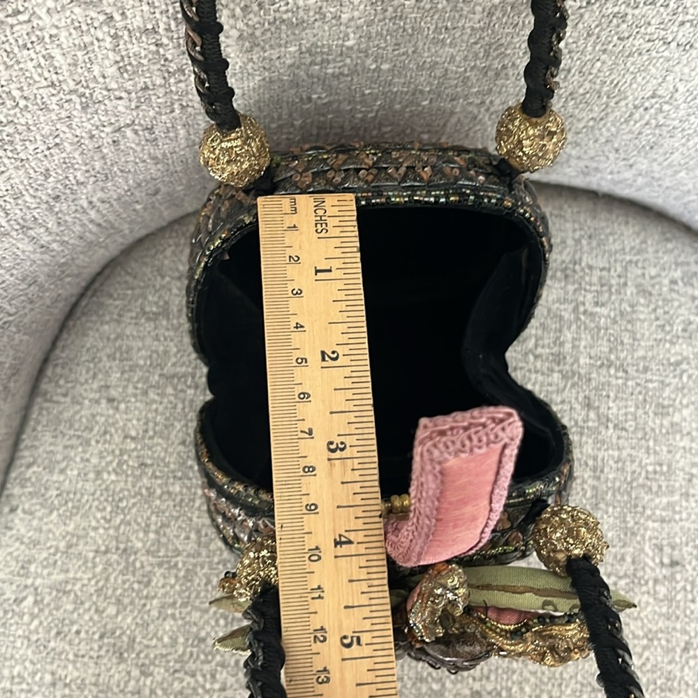 Mary Francis Bloomin Beauty 3D beaded embellished double handle purse pink gold - Picture 13 of 16